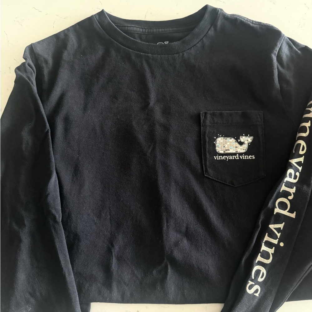 Vineyard Vines Black Long Sleeve Pocket Tee